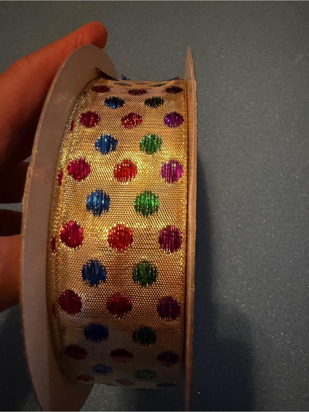 Gold Polka Dot Ribbon with Multicolor Dots - Women Accessories